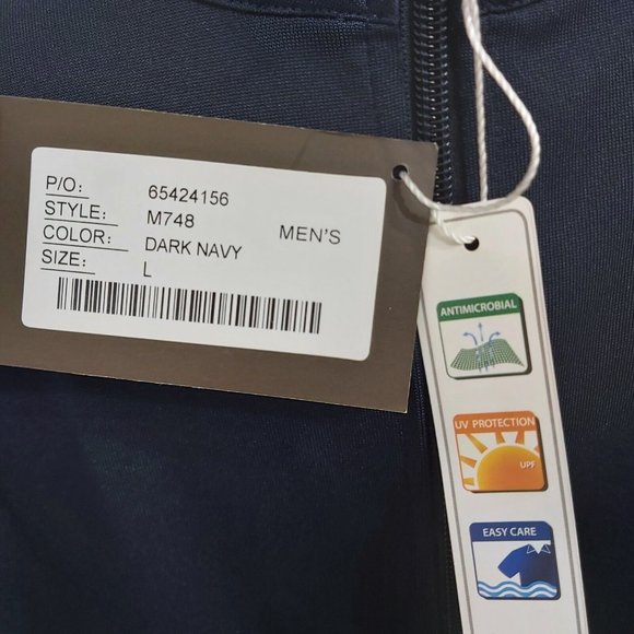 Harriton M748 Men Large Advantage Snag Protection Quarter-Zip Navy Golf Shirt - Picture 3 of 11